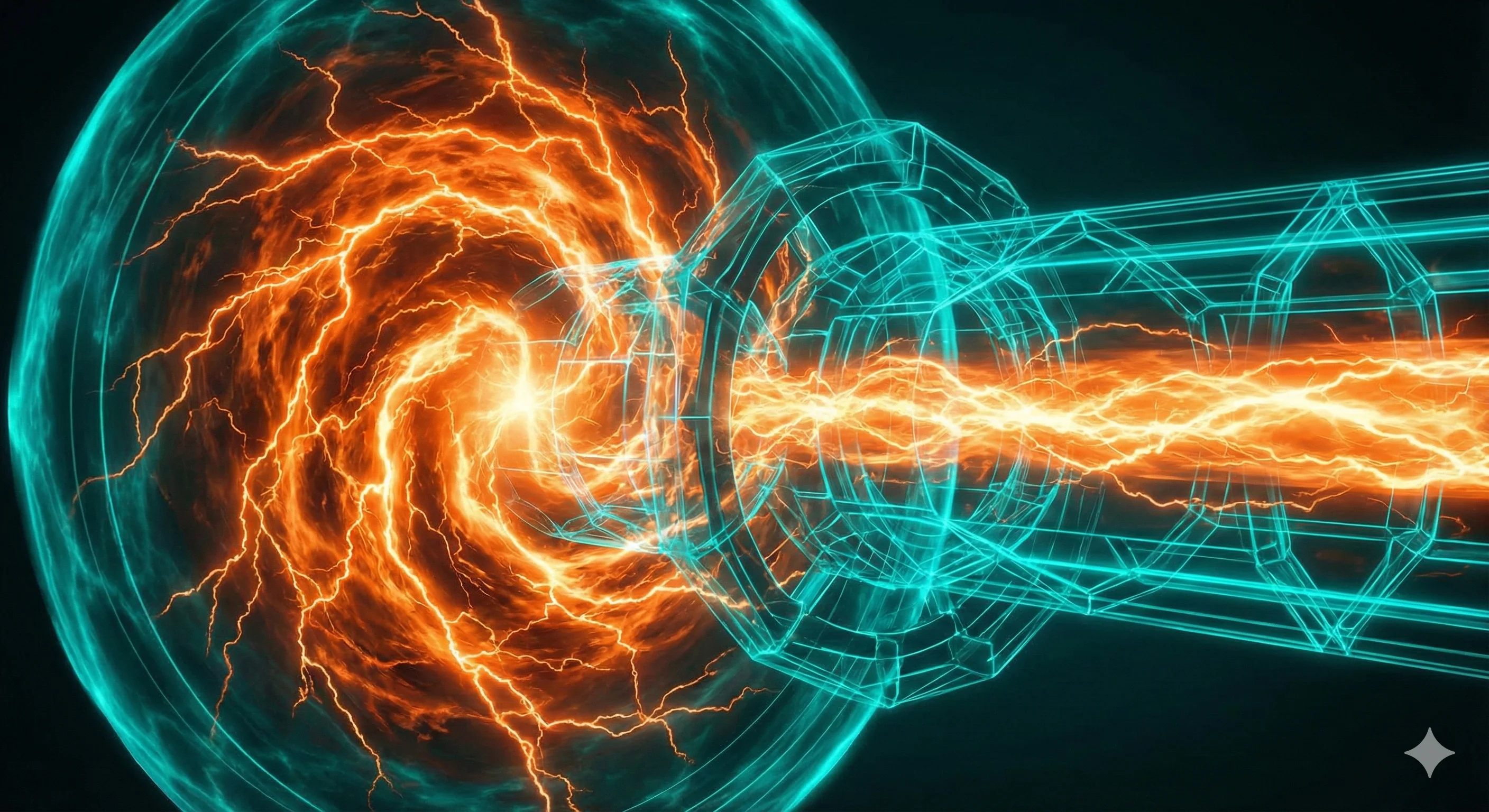 Raw chaotic energy being channeled by structured engineering