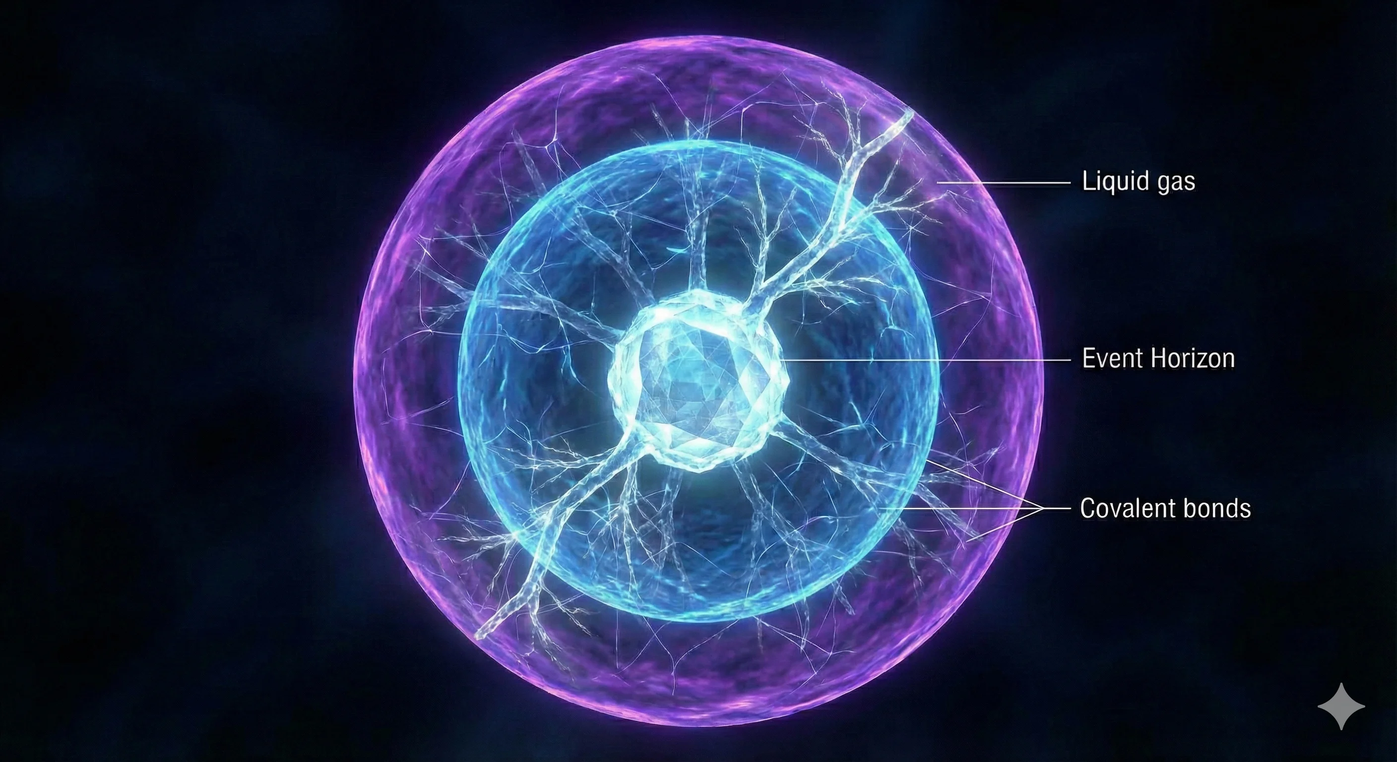 Crystallized pathways merging back into the core